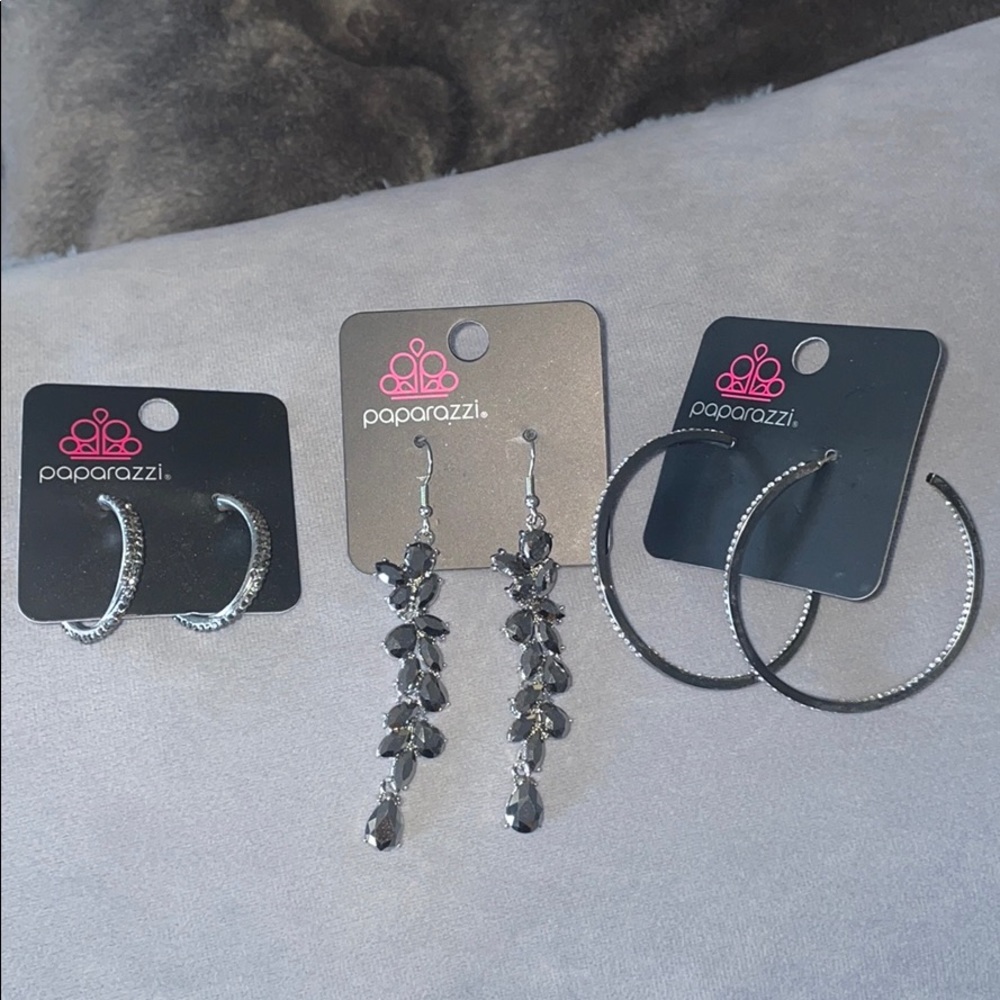 Three Silver Paparazzi Earring Bundle 🤍